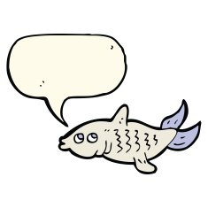 cartoon fish with speech bubble N58