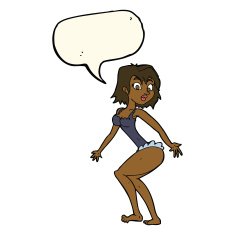 cartoon woman in lingerie with speech bubble N37
