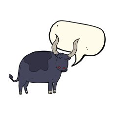 cartoon ox with speech bubble N5
