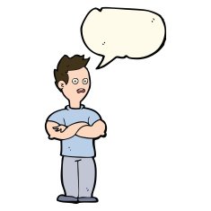 cartoon man with crossed arms speech bubble N21