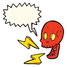 cartoon crazy skull with speech bubble N4