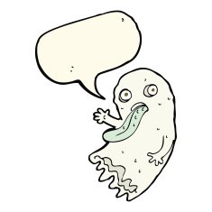 gross cartoon ghost with speech bubble N14