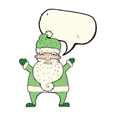 cartoon stressed out santa with speech bubble N7