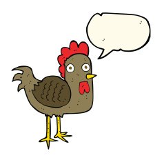 cartoon chicken with speech bubble N13