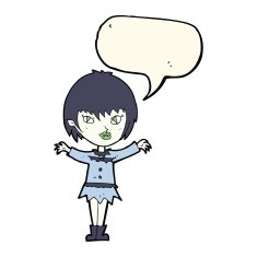 cartoon vampire girl with speech bubble N161