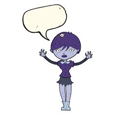 cartoon vampire girl with speech bubble N162