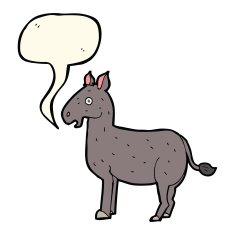 cartoon mule with speech bubble N6