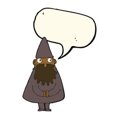 cartoon wizard with speech bubble N17