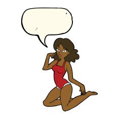 cartoon woman in lingerie with speech bubble N39