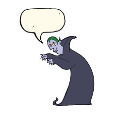 cartoon spooky vampire with speech bubble N8