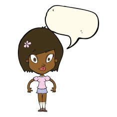 cartoon pretty woman with speech bubble N193