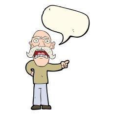 cartoon angry old man with speech bubble N105