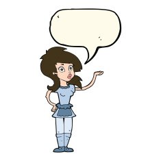 cartoon pretty waitress with speech bubble N6