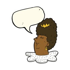 cartoon queen's head with speech bubble N8