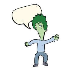 cartoon vampire man with speech bubble N76