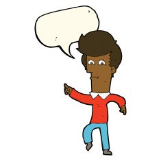 cartoon man pointing with speech bubble N139