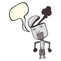 cartoon funny robot with speech bubble N56