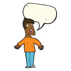 cartoon terrified man with speech bubble N146