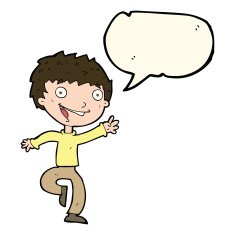 cartoon excited boy with speech bubble N108