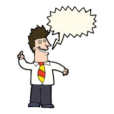 cartoon man with good idea speech bubble N13