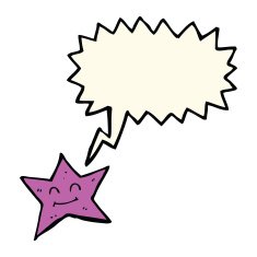 cartoon star character with speech bubble N8