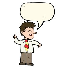 cartoon man with good idea speech bubble N14