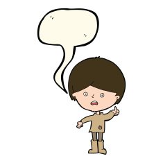 cartoon unhappy boy with speech bubble N42