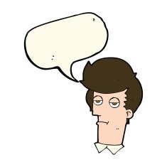 cartoon bored man with speech bubble N27