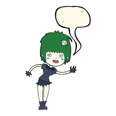 cartoon vampire girl with speech bubble N166