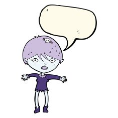 cartoon vampire girl with speech bubble N167