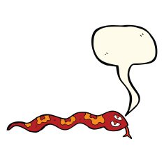 cartoon hissing snake with speech bubble N20