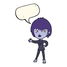 cartoon vampire girl with speech bubble N169