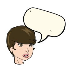 cartoon pretty female face with speech bubble N73