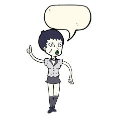 cartoon halloween girl with speech bubble N14