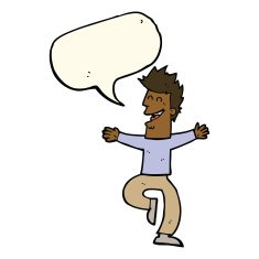 cartoon laughing man with speech bubble N14