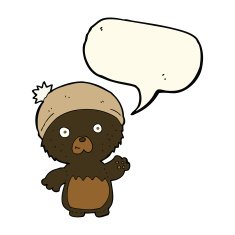 cartoon cute teddy bear in hat with speech bubble N8