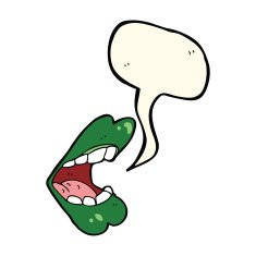 cartoon halloween mouth with speech bubble N16