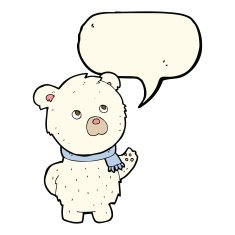 cartoon cute polar bear with speech bubble N52