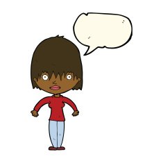 cartoon woman staring with speech bubble N24