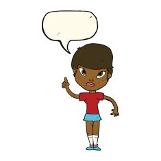 cartoon woman with idea speech bubble N174