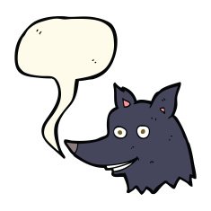 cartoon wolf head with speech bubble N16