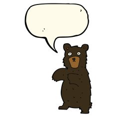 cartoon black bear with speech bubble N48