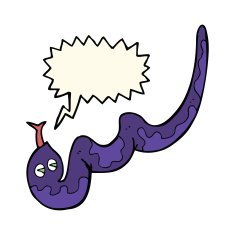 cartoon hissing snake with speech bubble N21