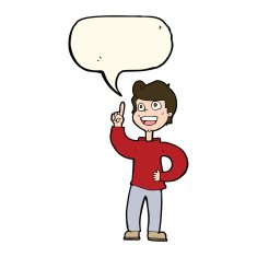 cartoon boy with great idea speech bubble N7