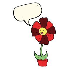 cartoon flower with speech bubble N28