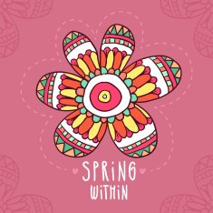 Card background with hand drawn flower in ethnic style N2