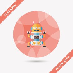 robot concept flat icon with long shadow eps10 N215