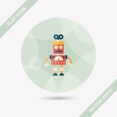 robot concept flat icon with long shadow eps10 N219