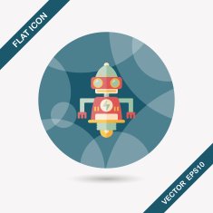 robot concept flat icon with long shadow eps10 N221
