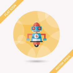 robot concept flat icon with long shadow eps10 N222